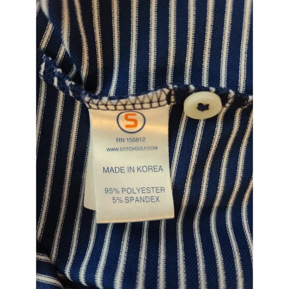 Stitch blue white striped short sleeve polo shirt with logo - XL - Picture 5 of 5